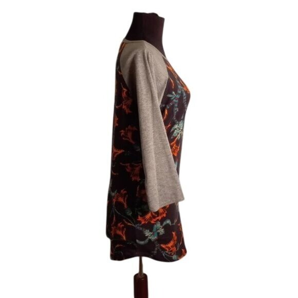 LuLaRoe Sz S Randy Baseball Tee Shirt Tunic Top Womens Floral Raglan Sleeve NEW - Picture 5 of 8